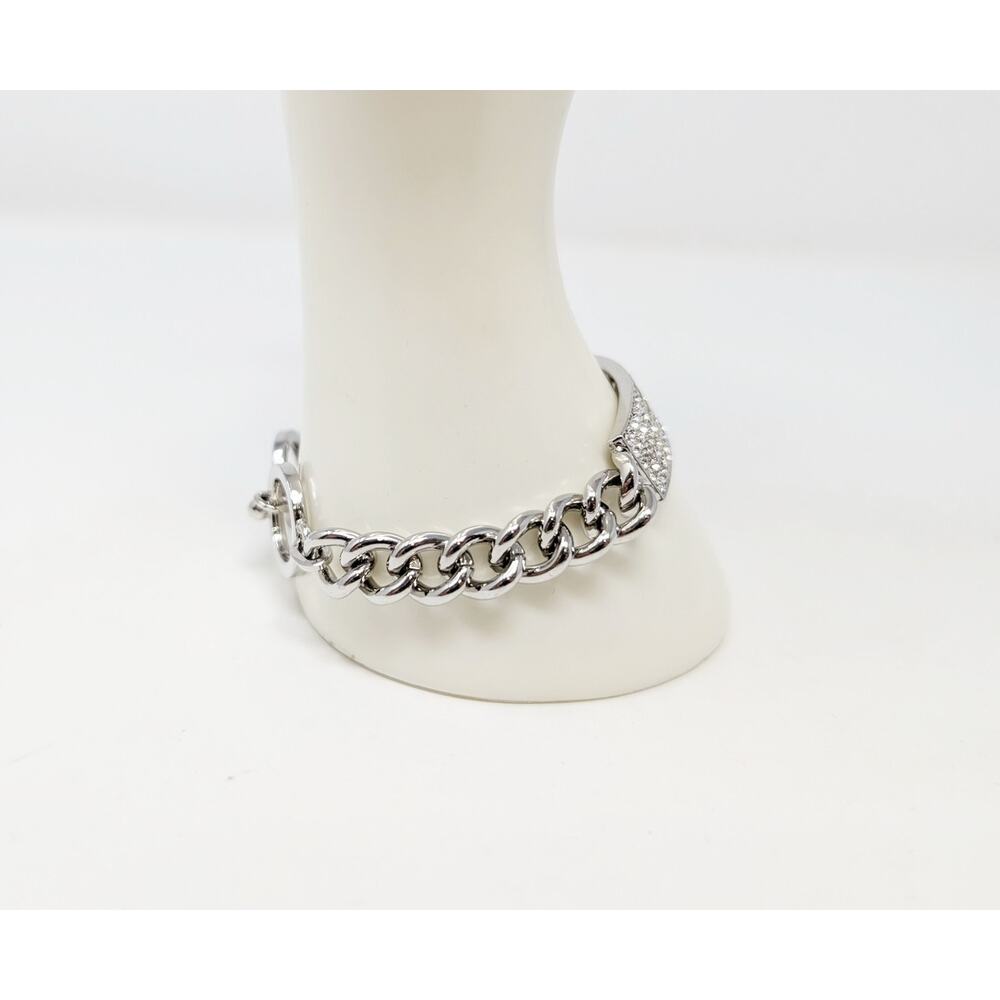 Chico's Bracelet Silver Tone Rhinestone Pave Style ID Bling Modern - Picture 3 of 6